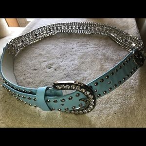 Turquoise Colored Rhinestone Studded Belt
